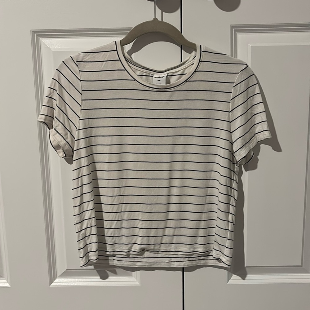 White with Thin Black Stripes T- Shirt